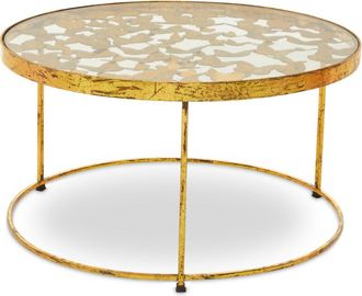 Premier Housewares Interiors by Premier Butterfly Coffee Table, Captivating Round Coffee Table, Gold Metal and Glass Coffee Table, Modern Table