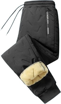 Generic Fleece Pants Unisex Waterproof Windproof with Zipper Pockets, Sherpa Lined Sweatpants Lightweight Warm Pants Soft (Black(Jogger),L)