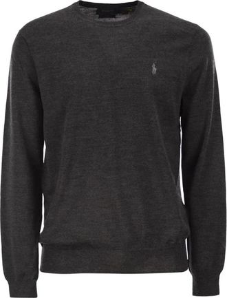 Polo Ralph Lauren Slim-Fit Wasbare Wol Ronde Hals Trui - Heren - Ronde hals truien - Grijs - 2XL - Wol - Truien & Vesten
