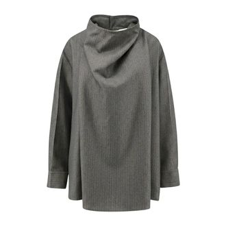 Bottega Veneta Overhemden, Dames, Grijs, 3Xs, Wol, Wol en Mohair Blouse