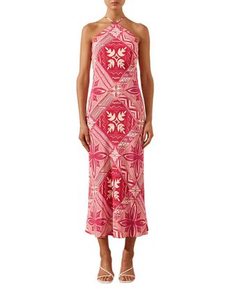 Shona Joy Rosana Halter Bias Silk Midi Dress