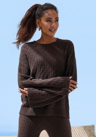 French Connection Strickpullover FRENCH CONNECTION, Damen, Gr. 32/34, braun, Strick, Obermaterial: 33% Nylon, 32% Polyacryl, 30% Baumwolle, 5% Elasthan, Zopfmuster, beq