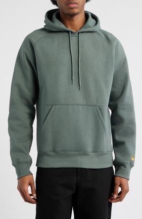 Carhartt Work in Progress Chase Fleece Hoodie in Velvet Green /Gold at Nordstrom, Size Medium