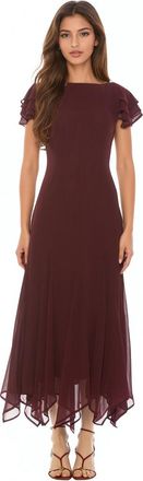 Alexia Admor Kaelith Ruffle Sleeve Midi Dress in Burgundy at Nordstrom, Size 10