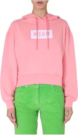 Msgm Hood With Coulisse Box Wi - Dames - Hoodies - Roze - L - Hoodies & sweatvesten
