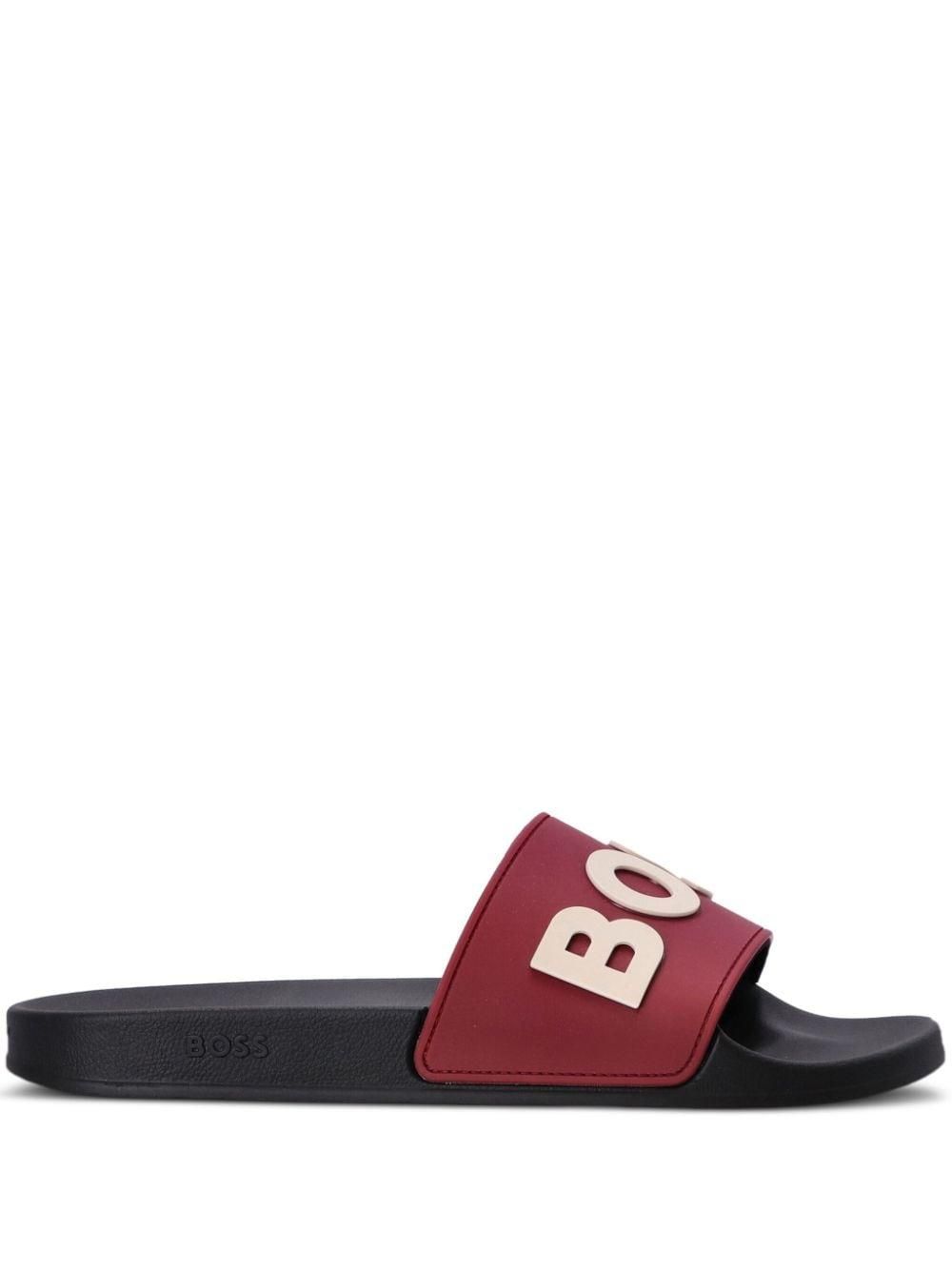 Hugo boss leather sliders on sale