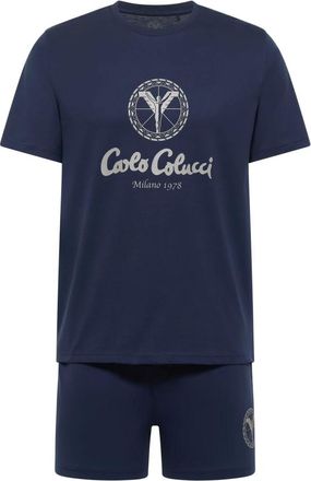 Carlo Colucci Nachtkleding, Heren, Blauw, XL, Tweed, Pyjama Set