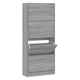 vidaXL Vidaxl - Mueble Zapatero Madera Contrachapada Gris Sonoma 63x24x147 Cm