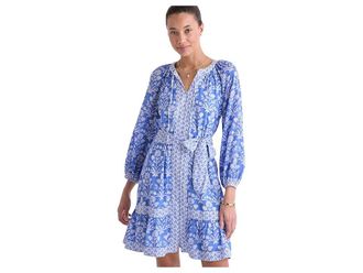 Vineyard Vines Long Sleeve Belted Dress Womens Dress Floral Breaker Blue : LG, Cotton/Modal