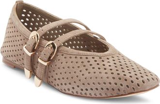 Steve Madden Lissa Perforated Mary Jane Flat in Taupe Suede at Nordstrom Rack, Size 8.5