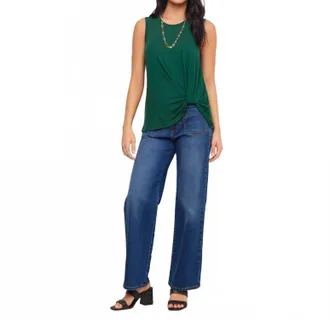 Karen Kane Sleeveless Pick-Up Top In Emerald