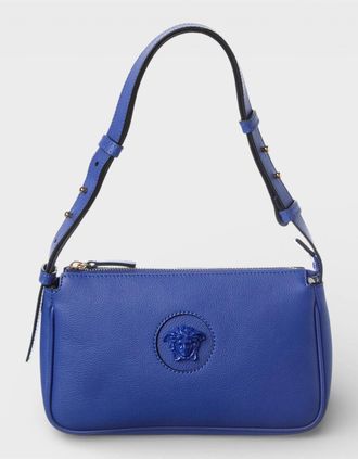 Versace Womens Medusa Small Leather Shoulder Bag Blue - Size: O/S