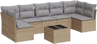 vidaXL Vidaxl - Juego De Sof&aacute;s De Jard&iacute;n Con Cojines Beige 8 Pzas Rat&aacute;n Pe