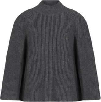 Dante6 Grijs M&eacute;lange Cape Sweater Stijlvolle Outfit - Dames - Ronde hals truien - Grijs - M - Wol - Truien & Vesten