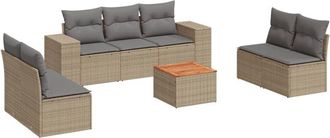 vidaXL Vidaxl - Juego De Sof&aacute;s De Jard&iacute;n Con Cojines Beige 8 Pzas Rat&aacute;n Pe