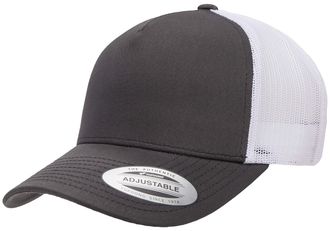 Yupoong Mens YP Classics 5-Panel Retro Trucker Cap-2-Tone Hat, Charcoal/White, One Size