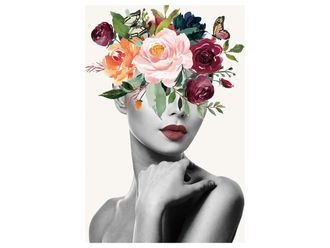 Schubiger M&ouml;bel Digitaldruck auf Glas Lady mit Blumenper&uuml;cke