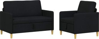 vidaXL Juego De Sof&aacute;s Con Almacenamiento 2 Uds. Negro Poli&eacute;ster Vidaxl