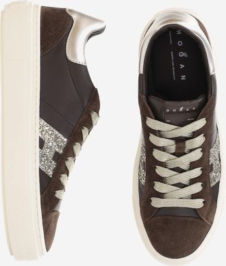 Hogan Womens Sneakers Crosswind Brown Leather-Suede Leather And Suede Trainers