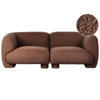 Beliani Sof&aacute; 2 Plazas De Boucl&eacute; Modular De Perfil Bajo Con Forma Curvada Estilo Org&aacute;nico Marr&oacute;n Mjalbi