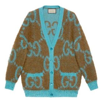Gucci (WMNS) Gucci Reversible GG Mohair Wool Cardigan Brown/Light Blue 635160-XKBR9-2048