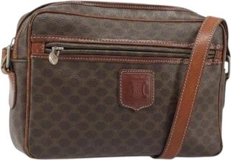 Celine Pre-owned Vintage Macadam Canvas Shoulder Bag - Dames - Vintage Schoudertas - Bruin - ONE Size - Leer - Vintage