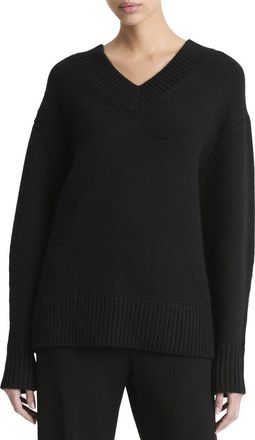 Vince Dropped-Shoulder V-Neck Wool & Cashmere-Blend Top