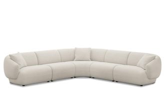 Castlery Auburn Extended L-Shape Sectional Sofa Customized, Performance Classic Twill Cream, Spill Resistant, Modular for Sofas by Castlery