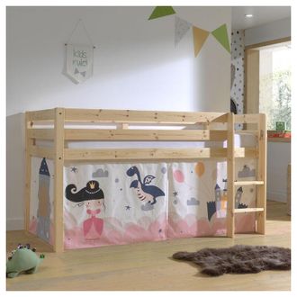 M&S Collection M&s - Cama De Media Altura 90x200 Con Somier Y Funda Fairy Vipack Pino Madera