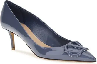 Valentino Garavani Womens Blue Calf Leather Bos Taurus High Heel Pumps