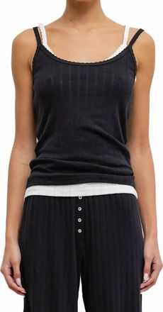 Leset Pointelle Tank Top In Black