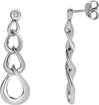 LuvMyJewelry Averelle Sterling Silver 0.02 Ct Diamond Linked Drop Earrings