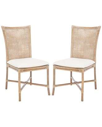 Safavieh Set Of 2 Chiara Rattan Accent Chairs With Cushions