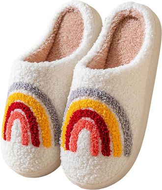 Generic Slippers for Women Fuzzy House Slip On Indoor Outdoor Bedroom Fleece Lined Cozy Slipper Winter Warm Soft Plush Cute Non-Slip Holiday Slippers Ladies C