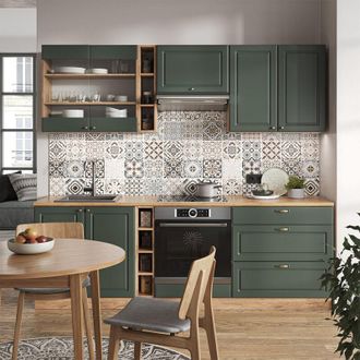 Vicco Cucina componibile Fame-Line, Quercia verde-oro Country/oro Power, 235 cm, pl Antracite