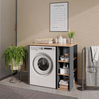 Vicco Armario Para Lavadora Viktor, Antracita/roble Dorado, 93.6 X 88.2 Cm Con 2 Estantes, Vicco