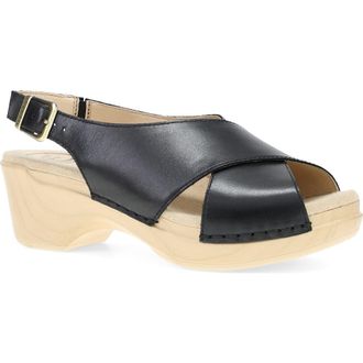 Dansko Sloane Slingback Platform Sandal in Black Calf at Nordstrom Rack, Size 39