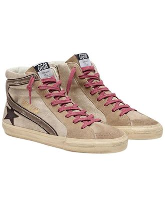Golden Goose Slide Shimmer Leather & Suede High-Top Slide Sneaker