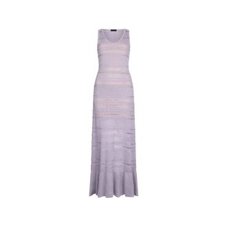 Liu Jo Knitted Dresses, female, Purple, Size: L Long openwork knit dress