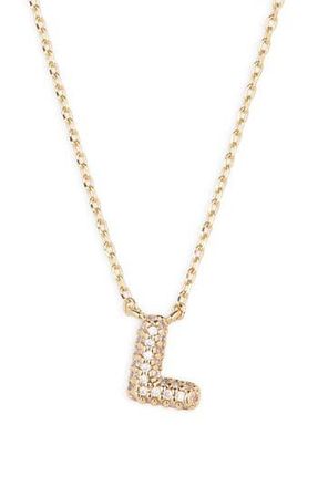 BP. Pav&eacute; Crystal Initial Necklace in L- 14K Gold Dipped at Nordstrom Rack
