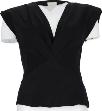 Isabel Marant Nadrine Structured Fitted Deep V-Neck Cotton T-Shirt
