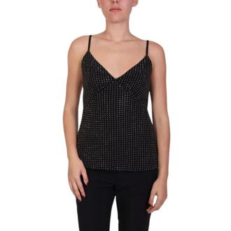 Michael Kors Tops, Dames, Zwart, L, Polyester, Rhinestone Georgette Camisole Tank Top