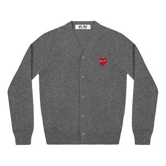 Comme Des Gar&ccedil;ons Cardigan Red Emblem Grey AZ-N008-051-3