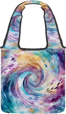Generic Artstic Enigmatic Flowing Swirl Texture Reversible Canvas Shoulder Tote - Double-Sided Print, 12oz Cotton, 27cm Drop, Fold-Flat Bag for Travel, Shoppi