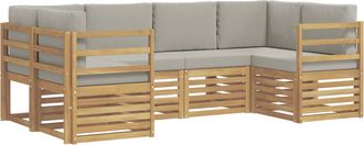 vidaXL Conjunto De Sof&aacute;s De Exterior 6 Uds. Blanco Y Gris Claro Vidaxl