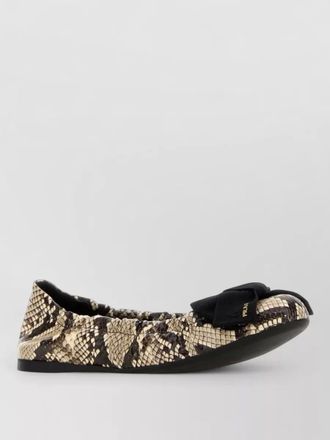 Prada leather ballerina flats snake print bow