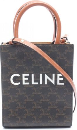 Celine Black Brown Coated Canvas Leather Handbag Tote Bag (Pre-Owned)