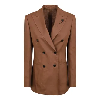 Lardini Blazers, female, Brown, Size: S Double-breasted Blazer