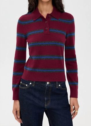 Staud Gemma Cashmere Sweater In Crimson Stripe