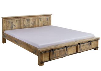 Massivmoebel24 Railway 142 Letto Matrimoniale In Legno Di Mango - Laccato / Natur 180x200